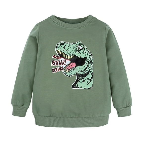 FINALGANG Boys Sweatshirts Autumn Spring Kids Cool Sweatshirt With Dinosaur Graphic Long Sleeve Crewneck Loose Fit Pullover For Casual Daily Wear Adventurous Looks. Soft Tops