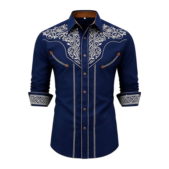 FINALGANG Boys Western Cowboy Shirt Printed Long Sleeve Regular Fit Shirts Fashion Casual Button Down Shirts For Kids Holiday Festival Party Tops 4-5 Years