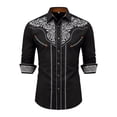 thumbnail image 1 of FINALGANG Boys Western Cowboy Shirt Printed Long Sleeve Regular Fit Shirts Fashion Casual Button Down Shirts For Kids Holiday Festival Party Tops 8-9 Years, 1 of 4