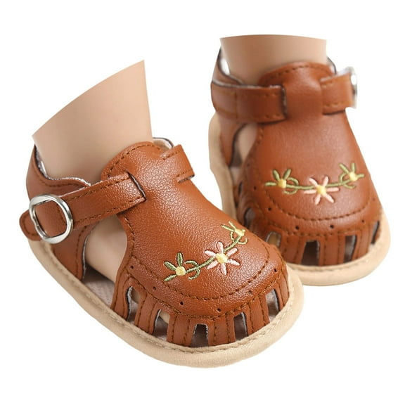 FINALGANG Child Baby Sandals For Soft Sole Breathable Summer Casual Shoes With Floral Embroidery For Boys Girls Kids Toddler Footwear 12-18 Months