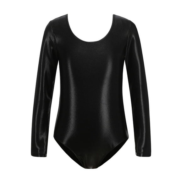 FINALGANG Child Girls Long Sleeved Gymnastics Leotards Shiny Dance Leotard Ballet Leotard Classic Ballet Yoga Leotard Bodysuit O-Neck Onesie Gymnastics Suit Kids Toddler Daily Wear 9-10 Years