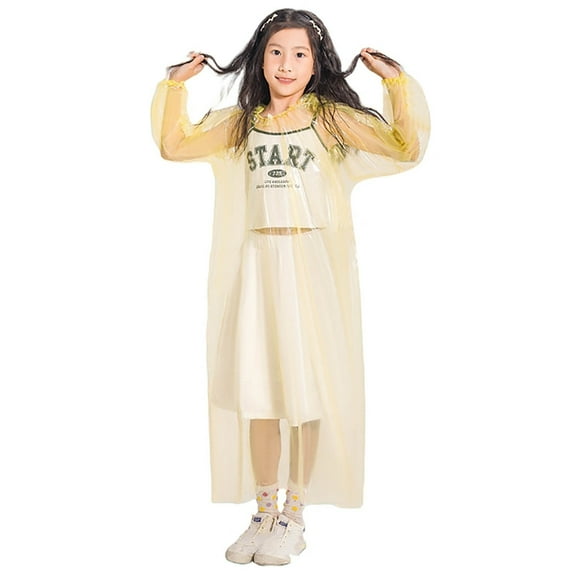 FINALGANG Child Summer Autumn Boys Girls Plain Color Buttoned Thick Poncho Raincoats Rain Ponchos Kids Toddler Daily Wear 4-12 Years