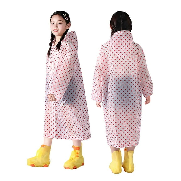 FINALGANG Child Summer Autumn Boys Girls Plain Color Buttoned Thick Poncho Raincoats Rain Ponchos Kids Toddler Daily Wear 4-9 Years