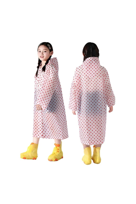 Child Summer Autumn Boys Girls Plain Color Buttoned Thick Poncho Raincoats Rain Ponchos Kids Toddler Daily Wear 4-9 Years