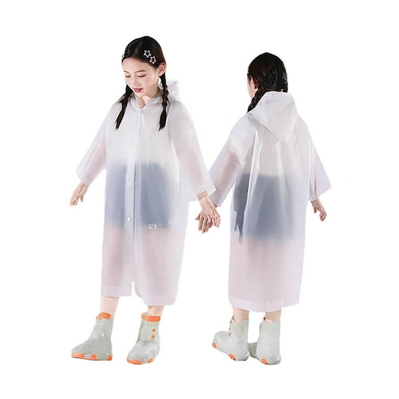 FINALGANG Child Summer Autumn Boys Girls Plain Color Buttoned Thick Poncho Raincoats Rain Ponchos Kids Toddler Daily Wear 4-9 Years