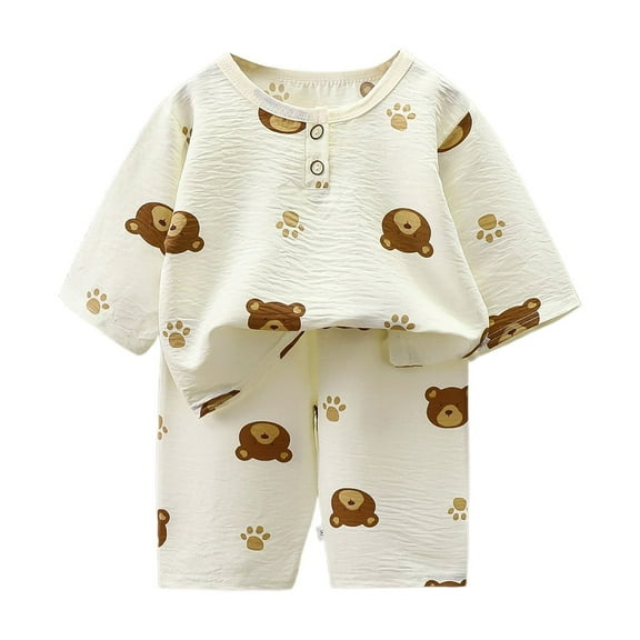 FINALGANG Child Summer Boys Girls Cloud Lightweight Long Sleeved Shirt And Short Pants Casual Sleeping Clothes Homewear Set Kids Toddler Daily Wear 2-3 Years