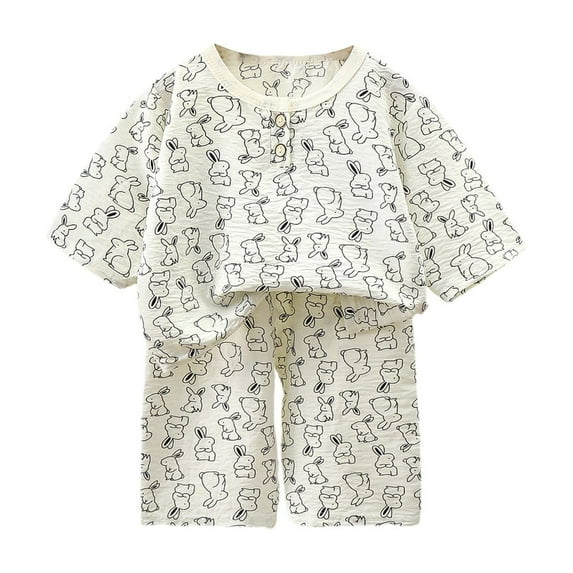 FINALGANG Child Summer Boys Girls Cloud Lightweight Long Sleeved Shirt And Short Pants Casual Sleeping Clothes Homewear Set Kids Toddler Daily Wear 5-6 Years