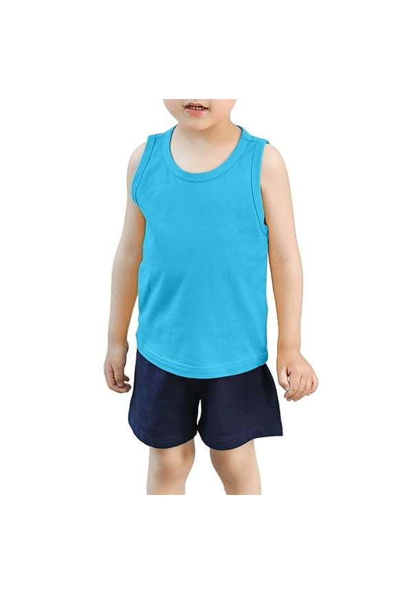 Child Toddler Kids Baby Boys Girls Solid Color Tank Tops T-Shirts T Shirts Undershirts Summer Sleeveless Vest Daily Wear 18-24 Months