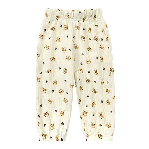 FINALGANG Child Toddler Kids Baby Girls Boys Elastic Waist Pants Soft Linen Harem Pants Summer Fall Long Trousers Daily Wear 12-24 Months