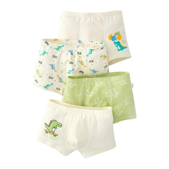 FINALGANG Cozy Underwear For Boy 4 Pack Cartoon Animal Print Lovely Boxer Briefs Design Durable Soft Fabric