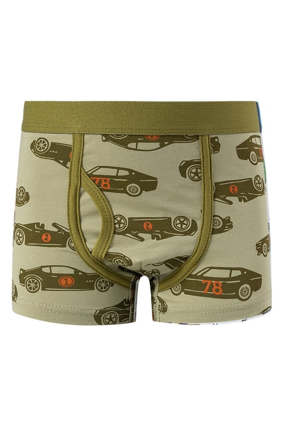 Cozy Underwear For Boy Cartoon Car Print Patchwork Boxer Briefs Kid Must Have Skin Friendly Intimates