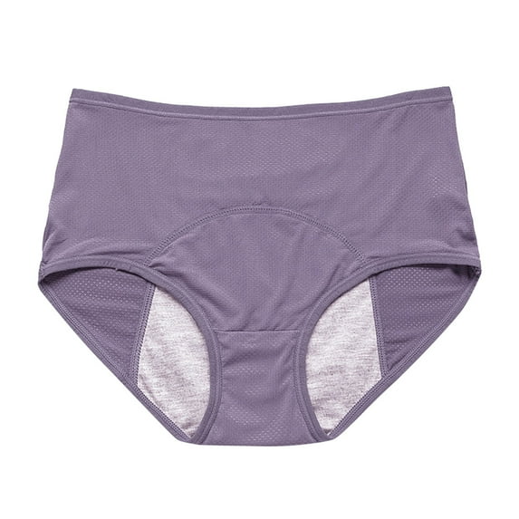 FINALGANG Cozy Underwear For Women Solid Color Leak Proof Menstrual Panties Plus Size High Waist Period Briefs Stretch Moisture-Wicking Wear