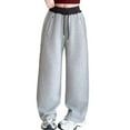 thumbnail image 1 of FINALGANG Girl Lovely Pants Solid Color Straight Leg Drawstring Slacks Wide Leg Sweatpants With Pockets For 5-14 Years Durable Skin Friendly Fabric For Kid, 1 of 8