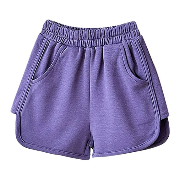 FINALGANG Girl Lovely Shorts Solid Color Elastic Waistband Bottom Beach Athletic Shorts With Pockets Designed Cozy Trendy Playsuit