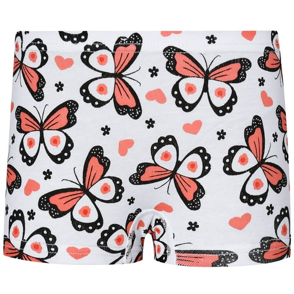 FINALGANG Girl Summer Underwear Cartoon Butterfly Print Cotton Multipack Boxer Briefs Stretch Moisture-Wicking Wear