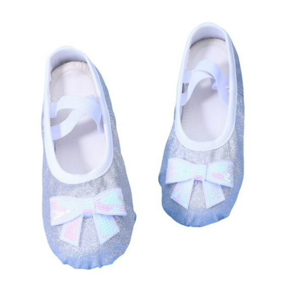 FINALGANG Girl Versatile Sneakers Solid Color Soft Soled Ballet Leather Trainers Dance Perform Shoes With Sequins Bow Skin Friendly Fabric For Kid