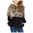 thumbnail image 1 of FINALGANG Girl's Pullover Leopard Print Plush Half-Zip Hoodie Warm Long Sleeve Relaxed Fit Sweatshirt For Daily Casual Outdoor Wear Versatile Top, 1 of 4