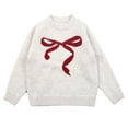thumbnail image 1 of FINALGANG Girl's Sweater Kids Cute Bow Prints Knit Pullover Long Sleeve Crewneck Loose Fit Jumper For Casual Daily Outdoor Wear Cozy Top, 1 of 8