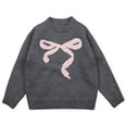 thumbnail image 1 of FINALGANG Girl's Sweater Kids Cute Bow Prints Knit Pullover Long Sleeve Crewneck Loose Fit Jumper For Casual Daily Outdoor Wear Lovely Top, 1 of 5