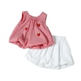 thumbnail image 1 of FINALGANG Girls 2 Piece Casual Summer Set Kids Plaid Sleeveless Crewneck Tank Top With Strawberry Embroidery Matching Bubble Shorts For Casual Daily Wear Trendy Set, 1 of 5