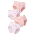 thumbnail image 1 of FINALGANG Girls 4 Pack Briefs With Cute Cartoon Prints Kids Teen Breathable Underwear With Lace Trim For Casual Daily Wear Pink 11-12 Years, 1 of 3