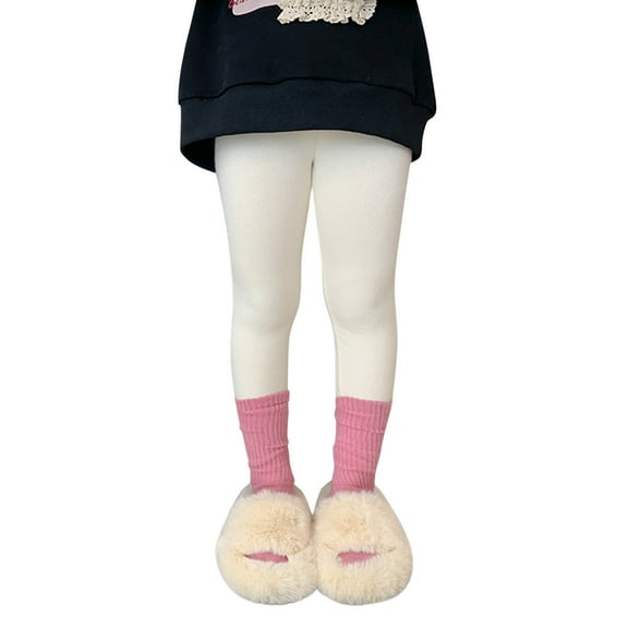 FINALGANG Girls Boys Kids Autumn Spring Solid Color Leggings Elastic Waisted Stretchy Warm Pants For Cold Outdoor Daily Wear Classic Bottoms