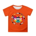 thumbnail image 1 of FINALGANG Girls Boys Kids Short Sleeve TShirts Cartoon Casual Graphic Print Crewneck Relaxed Fit Casual Tees For Summer Party Daily Wear Playtime Orange 3-4 Years, 1 of 4