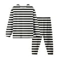 thumbnail image 1 of FINALGANG Girls Boys Outfit Unisex Kids Striped 2 Piece Homewear Set Long Sleeve Crewneck Top Elastic Waisted Pants Outfit For Casual Daily Home Relaxation, 1 of 2