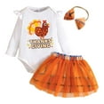 thumbnail image 1 of FINALGANG Girls Boys Outfits Thanksgiving Cartoon Animal Letter Printed Long Sleeve Round Neck Bodysuit Tutu Skirt Set With Headband Boy Stylish Casual Daily Party Photoshoot Outfit,Orange,12M, 1 of 9
