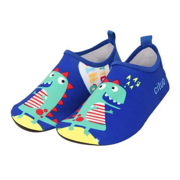 FINALGANG Girls Boys Water Shoes Toddler Kids Dinosaur Print Shoes Slip On Quick Dry Adjustable Fit Shoes For Casual Daily Beach Pool Outdoor Wear Fashionable Footwear