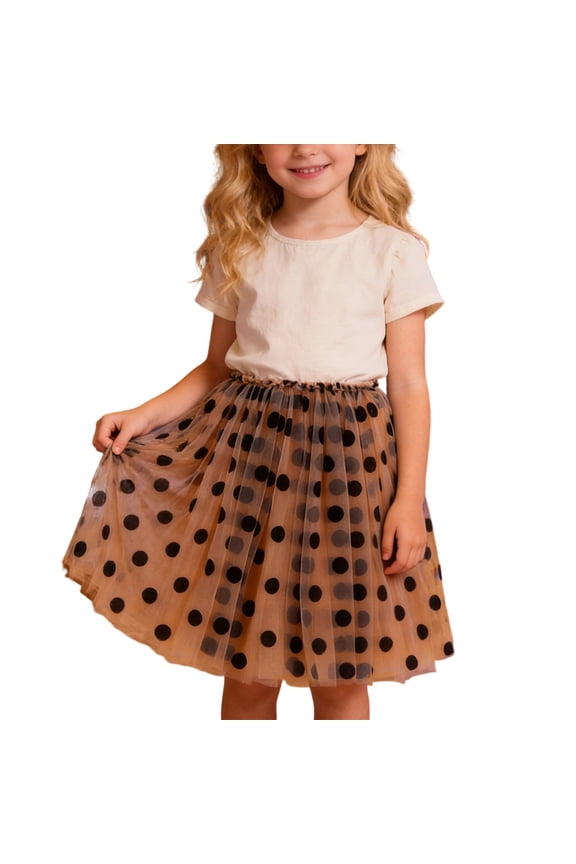 Girls Carnival Skirt Kids Polka Dot Pattern Tutu Skirt Multi Layer Tulle Elastic Waist Skirt For Party Holiday Special Occasions Daily Wear Fashionable Bottoms