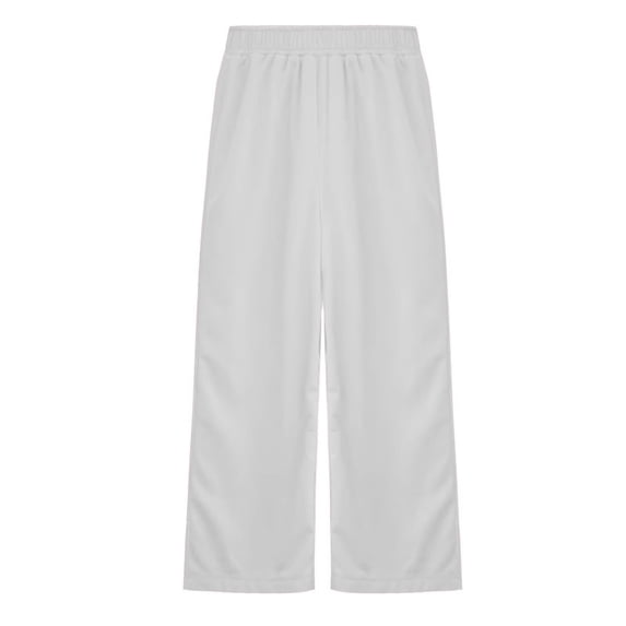 FINALGANG Girls Casual Pants Kids Solid Color Wide Leg Sweatpants Elastic Waistband Loose Fit Trousers For Daily Outdoor Activities White 11-12 Years