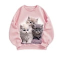 thumbnail image 1 of FINALGANG Girls Casual Sweatshirt Kids Cute Cat Print Comfortable Pullover Long Sleeve Crewneck Loose Fit Top For Daily Wear Casual Outings Stylish Top, 1 of 3