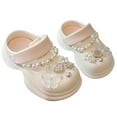 thumbnail image 1 of FINALGANG Girls Clogs With Pearl Chain Rhinestone Decorations Straps Lightweight Anti‑Skid Sole Shoes For Toddler Kids Summer Daily Wear Cozy Shoes, 1 of 8
