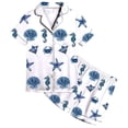 thumbnail image 1 of FINALGANG Girls Fashion Print 2 Piece Homewear Set Kids Short Sleeve Button Front Lapel Top Elastic Waisted Shorts Outfit For Casual Daily Home Relaxation Trendy Set, 1 of 4