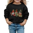 thumbnail image 1 of FINALGANG Girls Hoodies Christmas Cartoon Graphic Printed Long Sleeve Round Neck Pullover Top Girl Versatile Indoor Outdoor Wear Sweatshirt,Black,110, 1 of 4