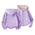 thumbnail image 1 of FINALGANG Girls Jacket Warm Thickened Windproof Solid Color Long Sleeve Hooded Zip Up Coat With Pockets Girls Classic Indoor Outdoor Wear Jacket,Purple,140, 1 of 3