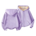 thumbnail image 1 of FINALGANG Girls Jacket Warm Thickened Windproof Solid Color Long Sleeve Hooded Zip Up Coat With Pockets Girls Versatile Casual Daily Party Photoshoot Jacket,Purple,100, 1 of 3