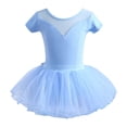 thumbnail image 1 of FINALGANG Girls Kids Ballet Tutu Dress Short Sleeve Mesh Neckline Leotard With Tulle Skirt For Dance Recitals Performances Stylish Dress, 1 of 2