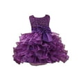 thumbnail image 1 of FINALGANG Girls Kids Beaded Bodice Dress Sleeveless Crewneck Bow Decor Ruffled Tulle Skirt Princess Gown For Party Wear Stylish Dress, 1 of 6
