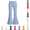 thumbnail image 1 of FINALGANG Girls Kids Button Fly High Waist Solid Color Slim Flared Pants Daily Casual Regular Fit Stretch Soft Long Trousers For Girls Classic Pants 7-8 Years, 1 of 6