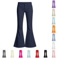 thumbnail image 1 of FINALGANG Girls Kids Button Fly High Waist Solid Color Slim Flared Pants Daily Casual Regular Fit Stretch Soft Long Trousers For Girls Cozy Pants 15-16 Years, 1 of 6