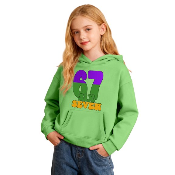 FINALGANG Girls Kids Carnival Print Hooded Sweatshirt Soft Long Sleeve Loose Fit Pullover With Pockets For Casual Daily Outdoor Wear Casual Top