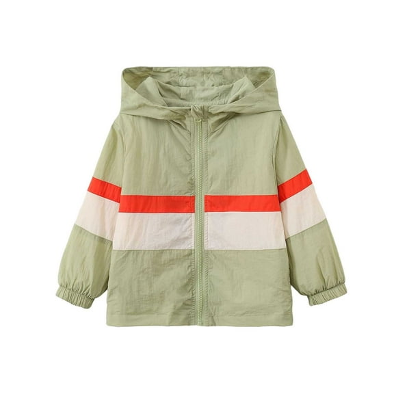 FINALGANG Girls Kids Casual Outdoor Coat Patchwork Loose Fit Hooded Windbreaker Long Sleeve Zipper Hooded Jacket For Casual Daily Wear Cozy Outerwear