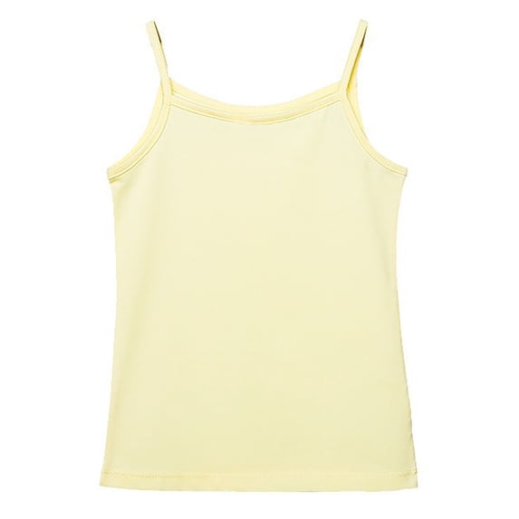 FINALGANG Girls Kids Casual Solid Color Spaghetti Strap Camisole Top Sleeveless Soft Breathable Top For Summer Casual Daily Wear Light Yellow 3-4 Years