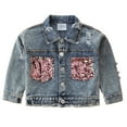 thumbnail image 1 of FINALGANG Girls Kids Denim Jacket Vintage Relaxed Fit Jean Coat With Sequins Pockets Long Sleeve Buttoned Collared Jacket For Casual Daily Wear Cute Outerwear, 1 of 9