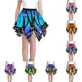 thumbnail image 1 of FINALGANG Girls Kids Elastic Waist Butterfly Wing Galaxy Print Irregular Hem Flared Swing Stretchy Casual Performance Mini Skirt For Child Classic Skirt 11-12 Years, 1 of 4