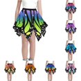 thumbnail image 1 of FINALGANG Girls Kids Elastic Waist Butterfly Wing Galaxy Print Irregular Hem Flared Swing Stretchy Casual Performance Mini Skirt For Child Cute Skirt 7-8 Years, 1 of 4