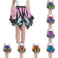 thumbnail image 1 of FINALGANG Girls Kids Elastic Waist Butterfly Wing Galaxy Print Irregular Hem Flared Swing Stretchy Casual Performance Mini Skirt For Child Leisure Skirt 7-8 Years, 1 of 4