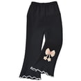 thumbnail image 1 of FINALGANG Girls Kids Elastic Waist Flare Pants With Cute Bow Decor Wavy Ruffle Hem Casual Soft Trousers For Outdoor Daily Party Wear Black 5-6 Years, 1 of 3